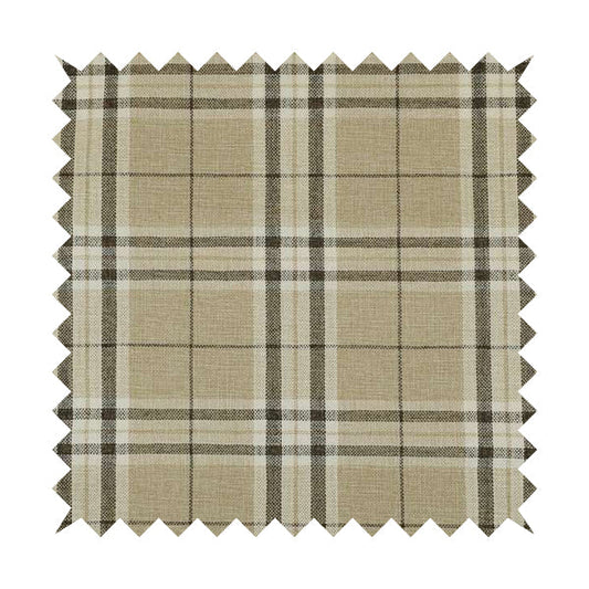 Barlow Tweed Textured Check Tartan Beige Furnishing Upholstery Fabric