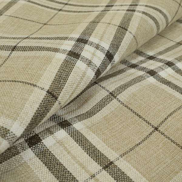 Barlow Tweed Textured Check Tartan Beige Furnishing Upholstery Fabric