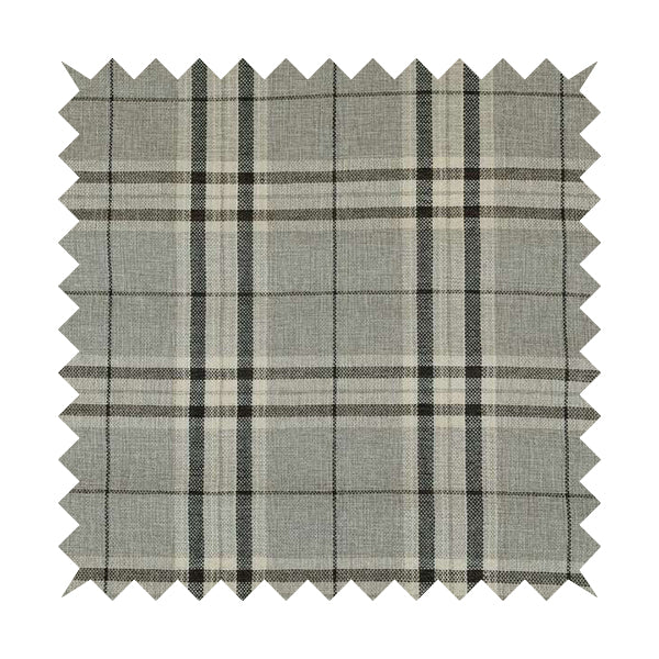Barlow Tweed Textured Check Tartan Silver Grey Furnishing Upholstery Fabric