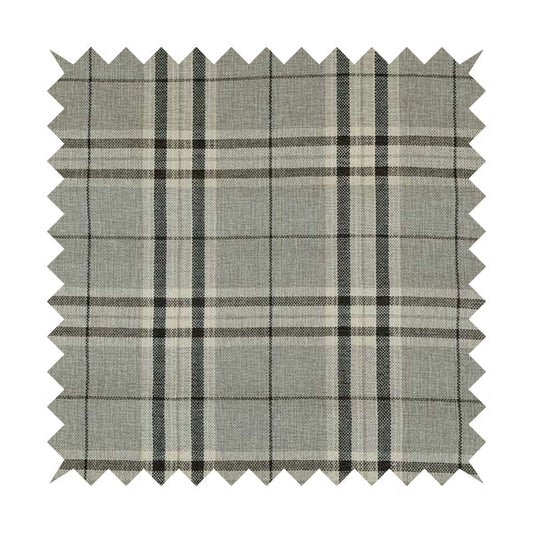 Barlow Tweed Textured Check Tartan Silver Grey Furnishing Upholstery Fabric